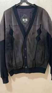 Chaqueta de piel y lana azul - Imagen 1 de 12