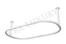 Oval Bathroom Ceiling Mounted Shower Curtain Rail 1150 x 640 MM Matt White 