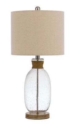 Настольная лампа высотой 25,5 дюйма из прозрачного пузырчатого стекла Seymour с полимерным основанием - Изображение 1 из 3