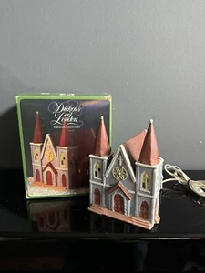 VTG 1991 Dickens of London Village Church Illuminated Porcelain Christmas Works - Picture 1 of 11