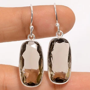 Rauchquarz Edelstein Mode Schmuck 925 Silber Hängel Ohrringe 1,5 Zoll ARE-4449 - Bild 1 von 3