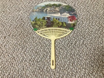 Ventilador de mano de plástico vintage hecho a mano China Columbus, OH años 70 Foto 1 de 4