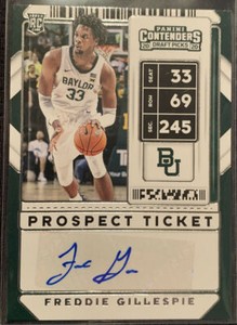 Freddie Gillespie Baylor Bears Basketball Panini Rookie autograph card Auto 2020