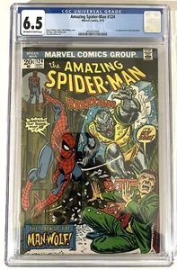 Amazing Spiderman #124 (1973) FN+ CGC 6.5 1st Man-Wolf FREE SHIPPING! - Picture 1 of 3