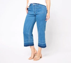 Jeans Susan Graver gamba larga crop lavaggio medio 2 nuovi - Foto 1 di 1