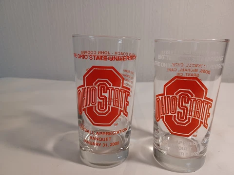 Vintage Pair Of THE OHIO STATE footbal Appreciation Banquet Glasses Cover