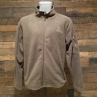 DUCKS UNLIMITED Full Zip Fleece Camo Collar Draw String Waist Jacket Mens Sz XL - Image 1 of 4