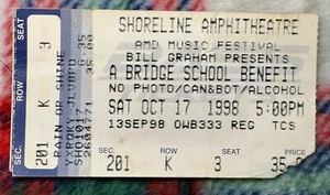 BRIDGE SCHOOL BENEFIT - SHORELINE AMPHITHEATRE - OCTOBER 17, 1998 - TICKET - Picture 1 of 3
