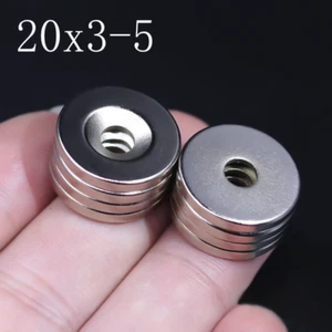 2 Stück 20x3-5 Neodym Magnet 20 mm x 5 mm Bohrung 5 mm N35 NdFeB rund Super Leistungsstark* - Bild 1 von 1