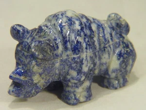 MA Originale 47g Lapislazzuli Lapidario Intagliato Rinoceronte Figura Scultura 6088E - Foto 1 di 2