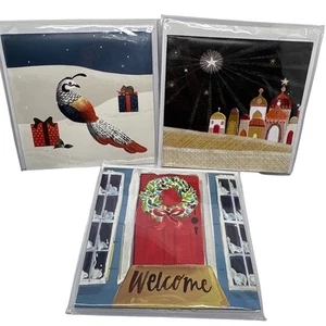 3 Up With Paper Treasures Pop Up Greeting Card Set Christmas Nativity Door Bird - Picture 1 of 9
