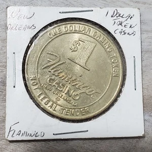 Gettone da gioco Flamingo Casino $1,00 molto pulito New Orleans Louisiana. Non tender - Foto 1 di 8