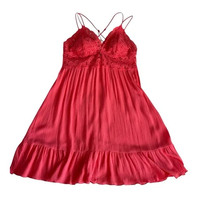 全新带标签 Victorias Secret 粉色蕾丝内衣懒人连衣裙女式 L 婴儿娃娃粉色礼服 — 第 1/4 张图片