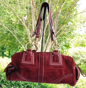 Coach SMALL 10061 Vintage Mia Soho Y2K Burgundy Suede Shoulder Bag - Picture 1 of 19