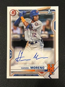 Hansel Moreno 2021 Bowman Prospect 1st Auto Mets - Picture 1 of 1