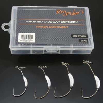 Gancio Offset Screw Lock Weighted Wide Gape Softjerk Gomma Pesce Shad 25 pz 2-7g - Immagine 1 di 3