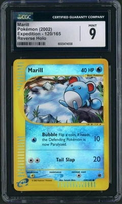 2002 Pokemon Expedition Marill Reverse Holo 120/165 CGC Mint 9 - Image 1 of 2