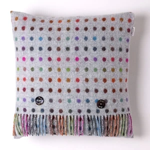 Cushion Merino Lambswool 40x40cm Feather Filled- Bronte by Moon Multi Spot Grey - Picture 1 of 5