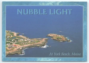 Postkarte Nubble Light am York Beach Maine Luftaufnahme Leuchtturm - Bild 1 von 3