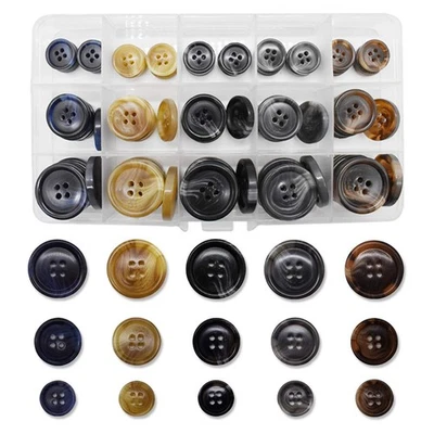 90Pcs Faux Buffalo Horn Suit Coats Buttons 5 Color 3 Size (15MM, 20MM, 25MM) ... - Image 1 of 4