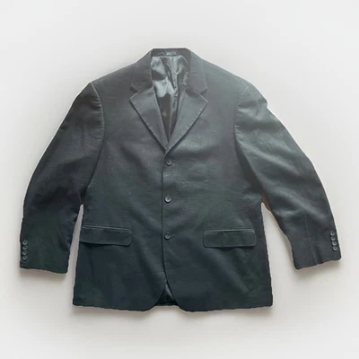 Geoffrey Bean Blazer 夹克运动外套男式 44R 亚麻混纺黑色 3 按钮 — 第 1/4 张图片