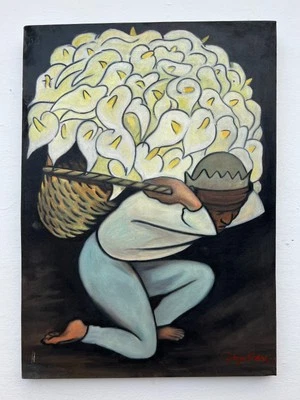 Pintura al óleo sobre lienzo Diego Rivera (hecha a mano) firmada y estampada 20 X 28 pulgadas Foto 1 de 4