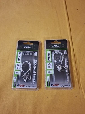 Quantum Mr. Pike Ghost Traces Twin Hook-Release-Rig weiß Gr.6 50cm 2 Stück Ovp  - Bild 1 von 4