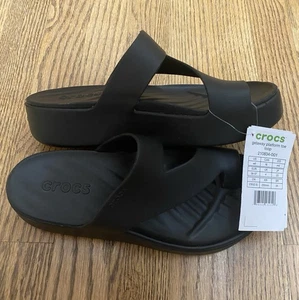 Sandalias Crocs para mujer Getaway plataforma punta lazo color negro talla W6 envío gratuito - Imagen 1 de 7