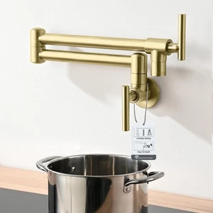 Pot Filler Faucets - for Kitchen, Sink, Stove and Bar with Brass Wall Mount D... - Bild 1 von 4