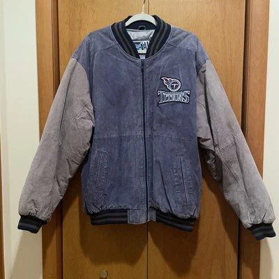 VTG  NFL Carl Banks x Wilson Leather TN  Titans  Jacket Sz L Blue & Grey Logo - Image 1 of 4