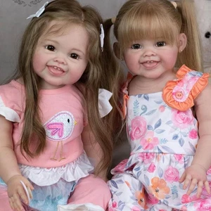 28 Zoll Reborn Baby Puppe fertig Kleinkind Mädchen verwurzelt kurze Haare Stoffkörper Kind Geschenk - Bild 1 von 4