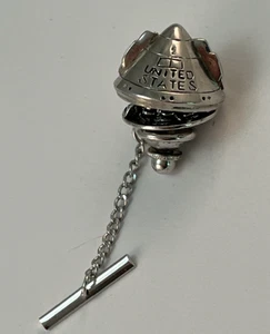 NASA APOLLO Silver Tone Landing Capsule Astronauts Inside Tie Tack Pin - Picture 1 of 11