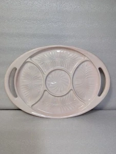 Vintage Jeannette Shell Pink Milk Glass Five Part Dish/Tray 16" Read Description - Picture 1 of 10