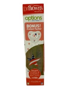 Dr. Brown’s Natural Flow Special Edition Stars & Stripes Bottle + Pacifier - 8oz - Picture 1 of 7