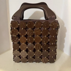 Bolso de mano vintage con cuentas con cáscaras de coco cartera de vacaciones - Imagen 1 de 7