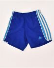 ADIDAS Boys Sport Shorts 7-8 Years Blue Polyester RX07