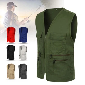 Herren Freizeit Cargo Weste Utility Angeln Wandern Weste Mantel Mehrtaschenweste - Bild 1 von 20