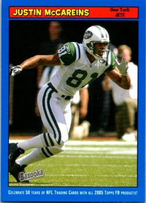 2005 Bazooka Blue Football Card #15 Justin McCariens Jets  - Image 1 of 2