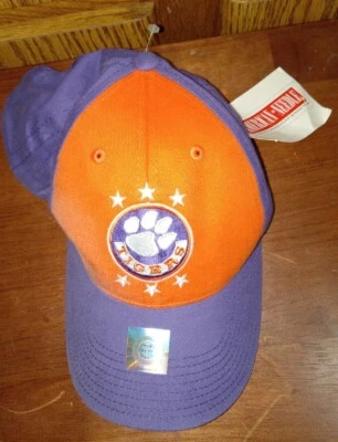 Boné NCAA Clemson Tigers American Needle Hat Hook & Loop Adj Laranja & Roxo NOVO! - Imagem 1 de 4
