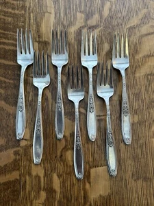 Set Of 7 Vintage 1847 Rogers Bros. Ambassador Silverplate 6” Salad Forks - Picture 1 of 8
