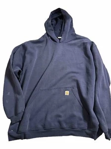 Felpa Carhartt uomo 4XLTall blu con cappuccio logo invecchiato abbigliamento da lavoro - Foto 1 di 9