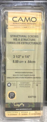 Camo 3-1/2” Long x 1/4” Star Flat Head Structural Screws 10 pack with BIT - Image 1 of 2