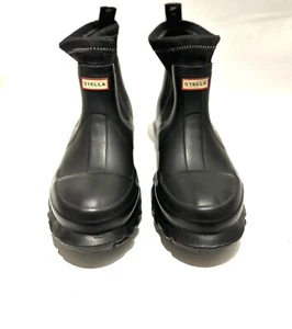 STELLA MCCARTNEY x Hunter Ladies Black Rubber Neoprene Wellies Boot Uk 6.5 /7 - Picture 1 of 11