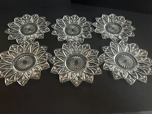 FEDERAL GLASS 1950’s Clear Glass Petal Pattern 6 1/4” Plates 12 Point Set Of 6 - Picture 1 of 6