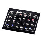 12 Pairs New Black No Piercing Magnetic Ring Earrings Ear Stud Fit For Girls 4mm