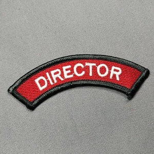DIRECTOR Black Red White 3.5" Rocker Ribbon Iron On Patch - Picture 1 of 2