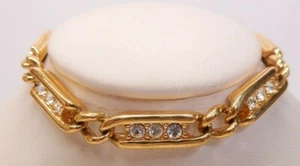 Swarovski Link Bracelet Crystal Gold Plated 7.25" B49 - Picture 1 of 3