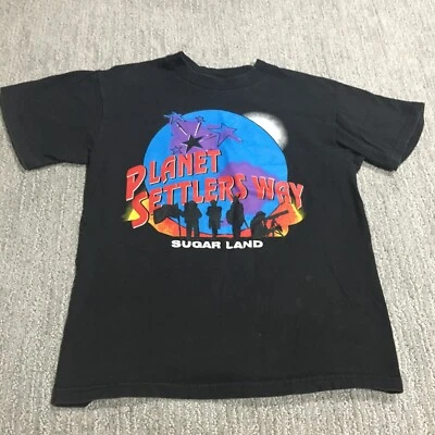 Vintage Hanes Shirt Youth Kids Boys Large Black Space Star Single Stitch USA 90s - Image 1 of 4