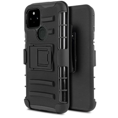 For Google Pixel 5 Belt Clip Holster Heavy Duty Shockproof Case + Temper Glass - Image 1 of 4