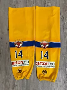 Louis Anders #14 Lausitzer Füchse -Game Worn Stutzen Auswärts 24/25 - Gelb - Bild 1 von 1